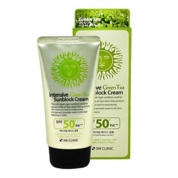3W Clinic Intensive Green Tea Sunblock Cream SPF 50+PA+++ (70ml) - Image 2