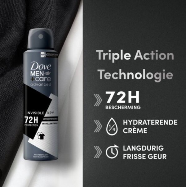 Dove Men+Care Invisible Dry 72H Protection Antiperspirant Spray -150ml - Image 2