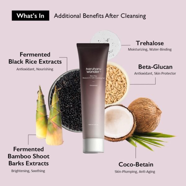 haruharu Wonder Black Rice Moisture 5.5 Soft Cleansing Gel 100 ml - Image 3