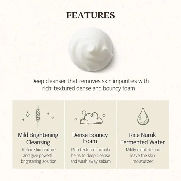 Skinfood Rice Daily Brightening Cleansing Foam 150ml - Image 2