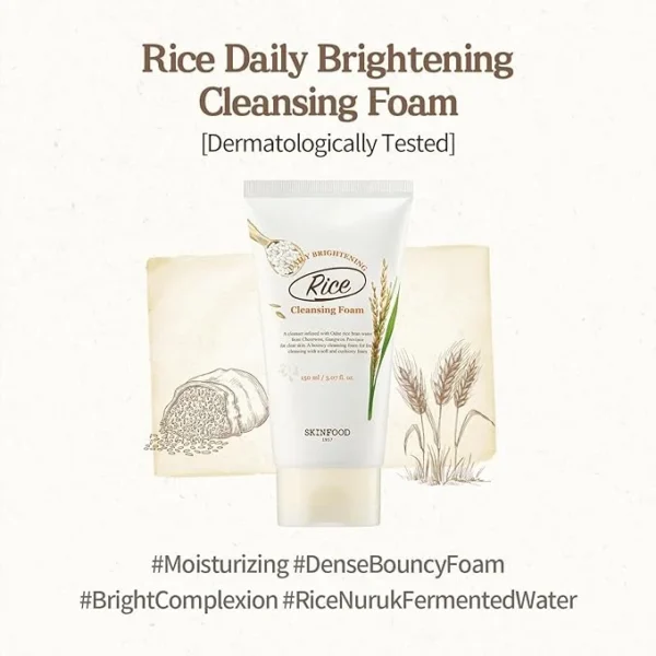 Skinfood Rice Daily Brightening Cleansing Foam 150ml - Image 3