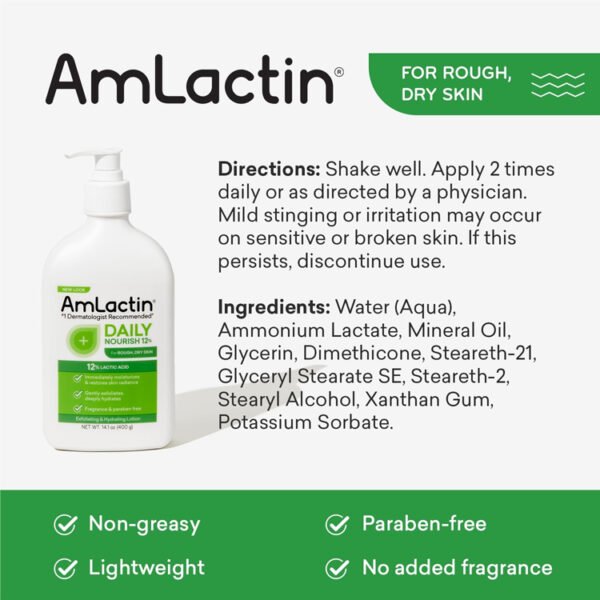 AmLactin Daily 12% Lactic Acid Moisturizing Lotion for Rough and Dry Skin – 400gm - Image 3