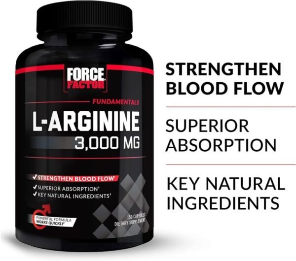 Force Factor L-Arginine 3000mg – 150 Capsules - Image 2