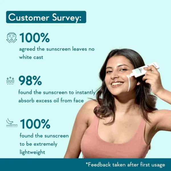 WishCare 5% Niacinamide Oil Balance Fluid Sunscreen SPF 50 PA++++ - Light & Matte Sunscreen for Oily Skin with Broad Spectrum Protection & No White Cast - 50g - Image 2