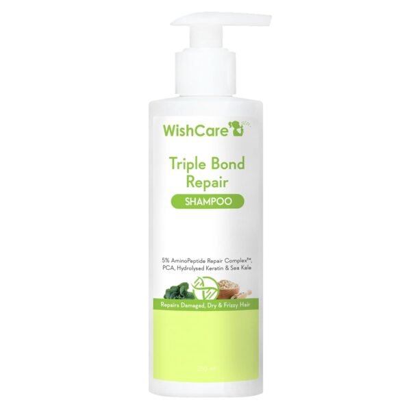 WishCare Triple Bond Repair Shampoo - 5% AminoPeptide Complex & PCA - Repairs Damaged & Frizzy Hair 250ml