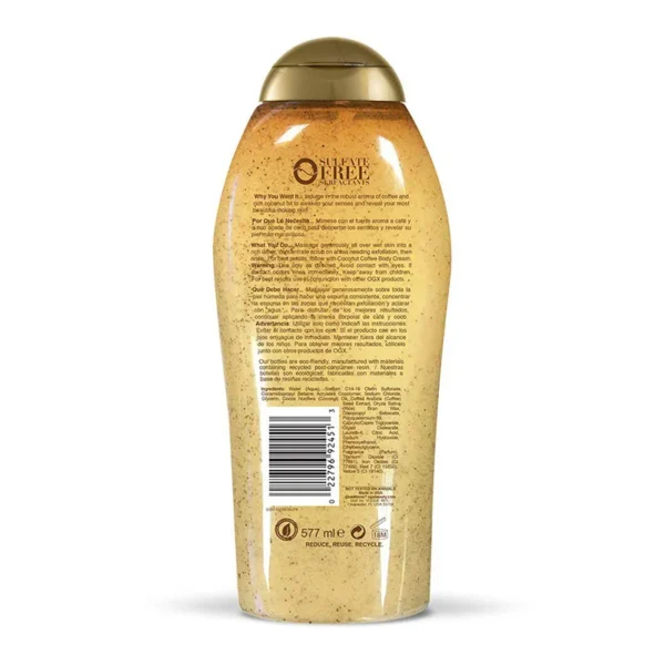 OGX coconut coffee scrub and wash – 577ml - Image 2