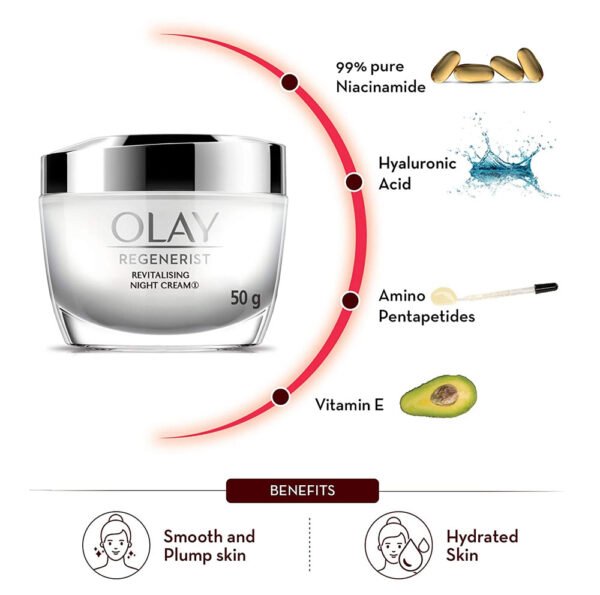 Olay Night Cream: Regenerist Revitalising Night Moisturiser 50gm - Image 3