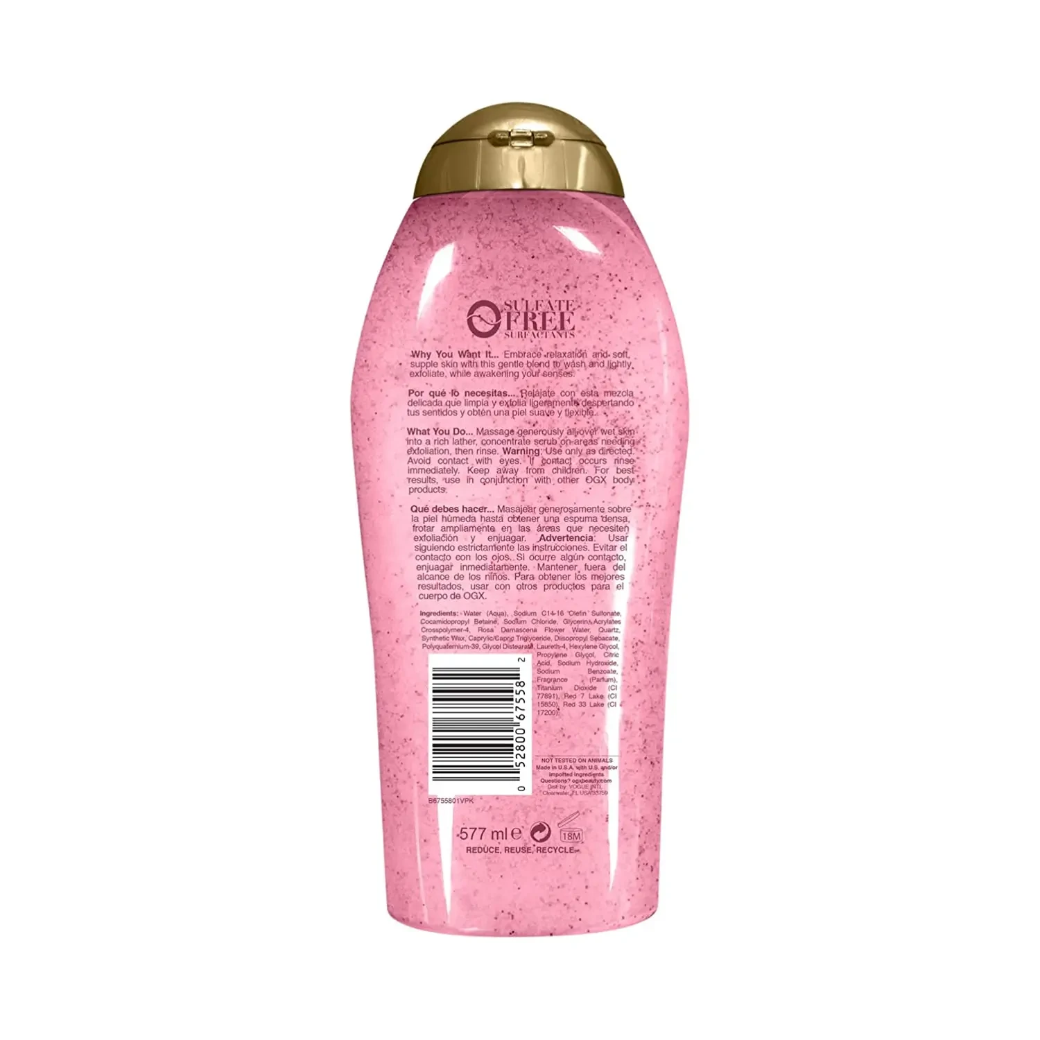 Ogx SENSITIVE + Rose Water & Pink Sea Salt Scrub & Wash 577ml - Image 2
