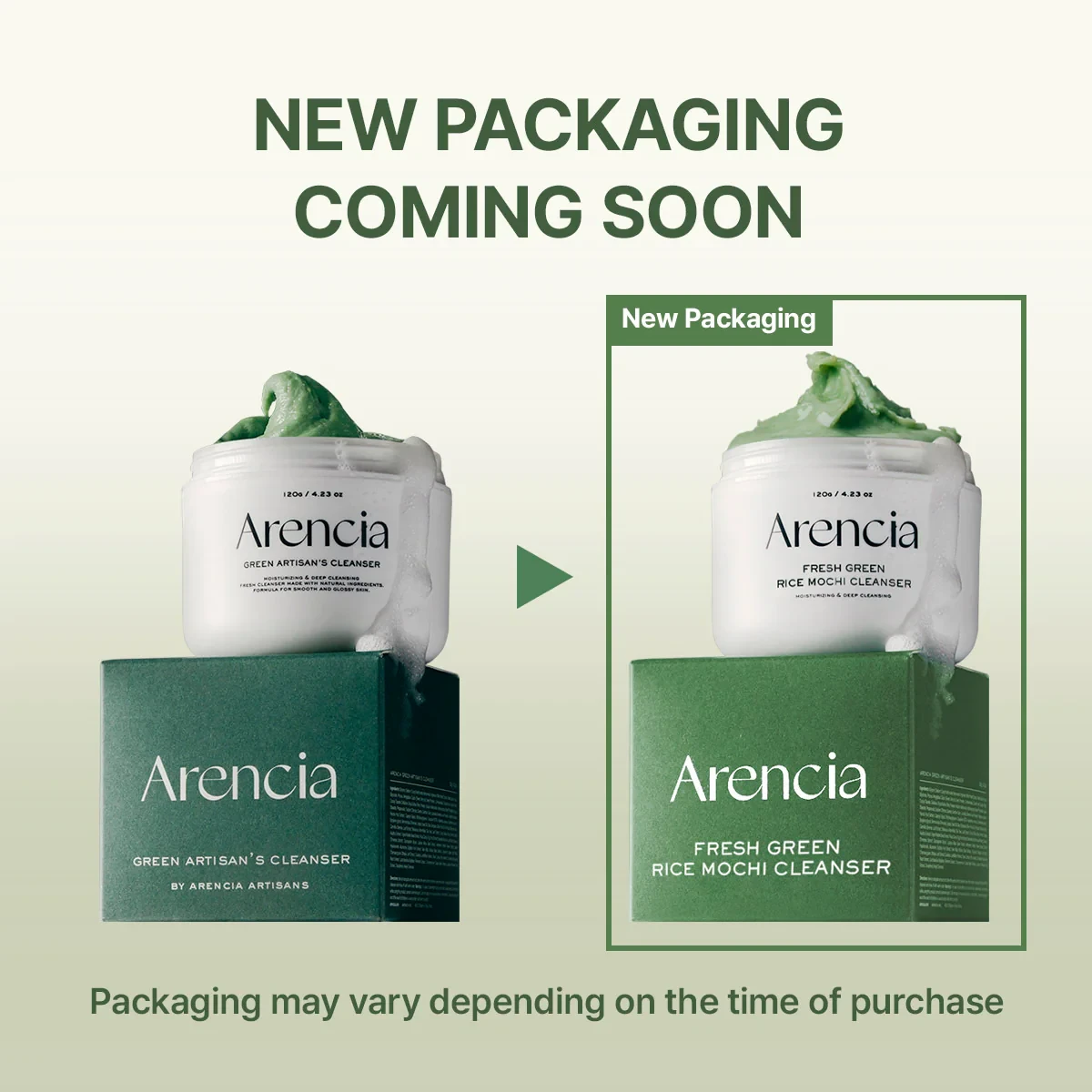 Arencia Fresh Green Rice Mochi Cleanser 120g - Image 3